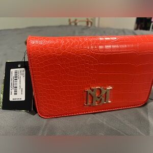 Badgley Mischka - crossbody bag with logo plate - orange - new with tag